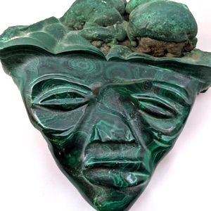 Hand Carved African Malachite Face